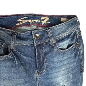 Seven 7 Womens Ankle Skinny Jeans Size 6 Distressed Blue Denim Stretch